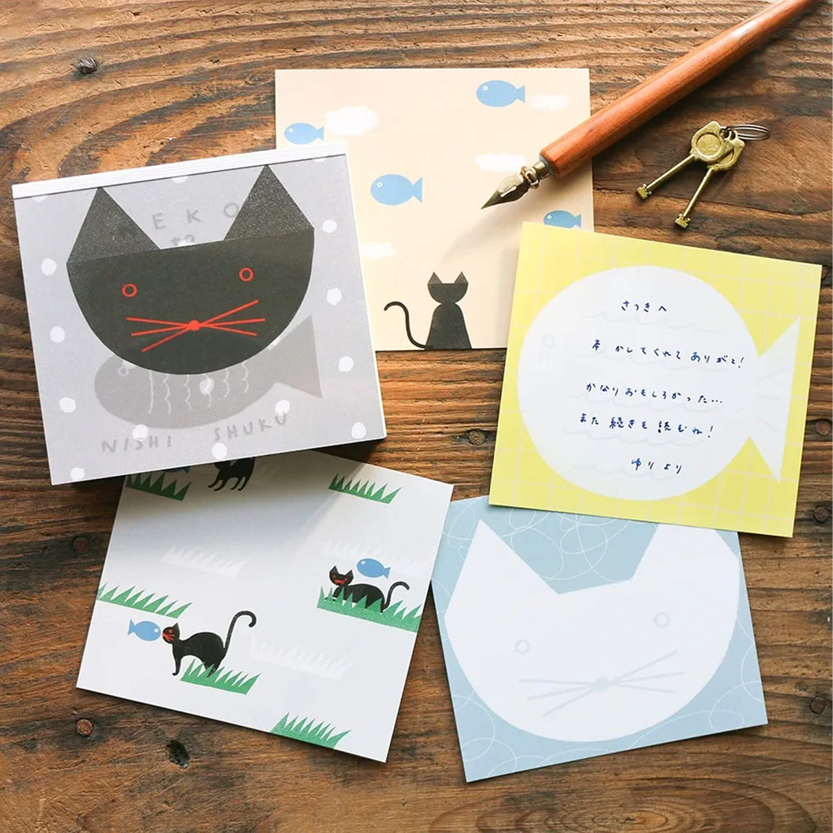 Neko to Sakana Memo Block Pad Illustrated by Nishi Shuku