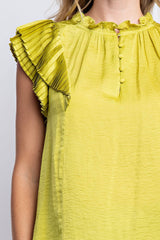 Citron Pleated Sleeve Top