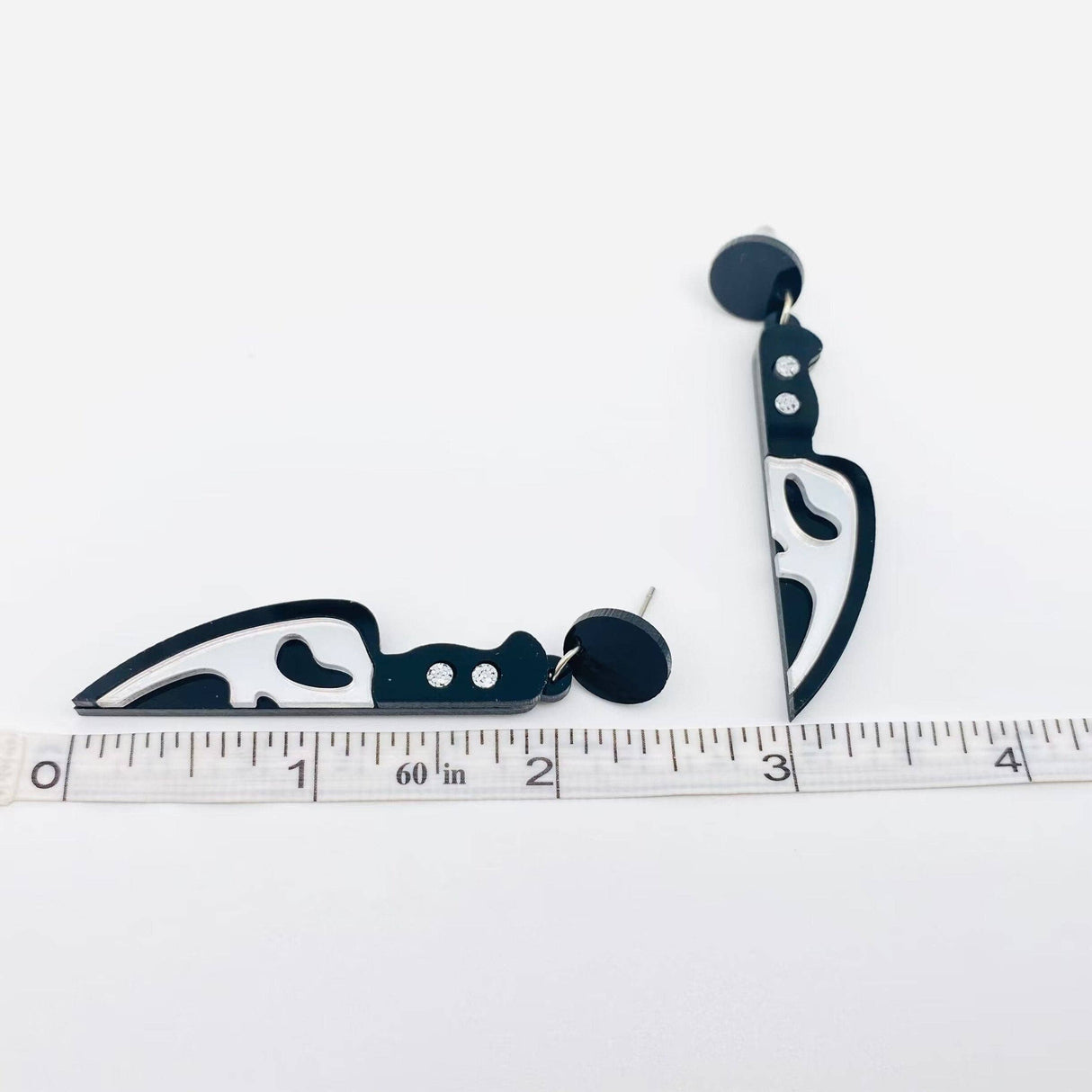 Halloween Acrylic Horror Skull Knife Shape Post Earrings