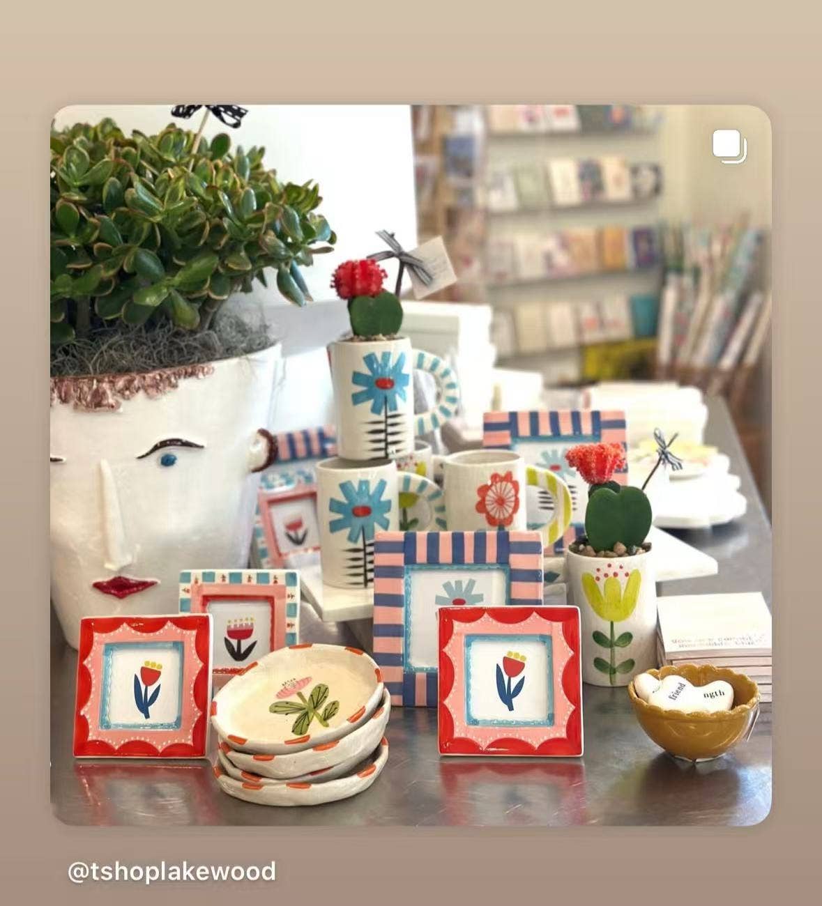 Pink & Red Flower Handmade Ceramic Trinket Tray