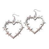 Barbed Wire Heart Earrings - Silver