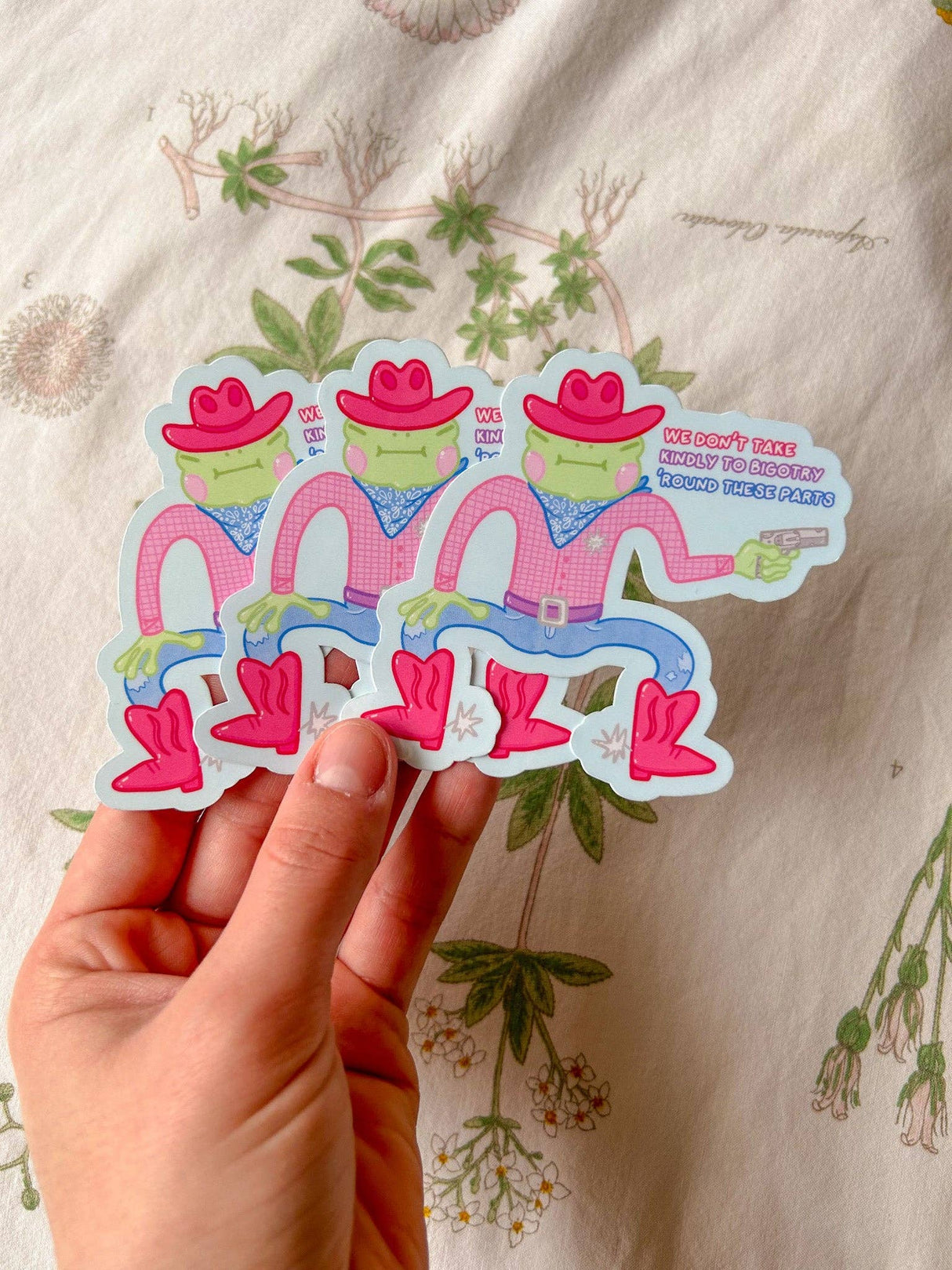Pride Cowboy Frogs | We Don't Take Kindly to Bigotry Sticker