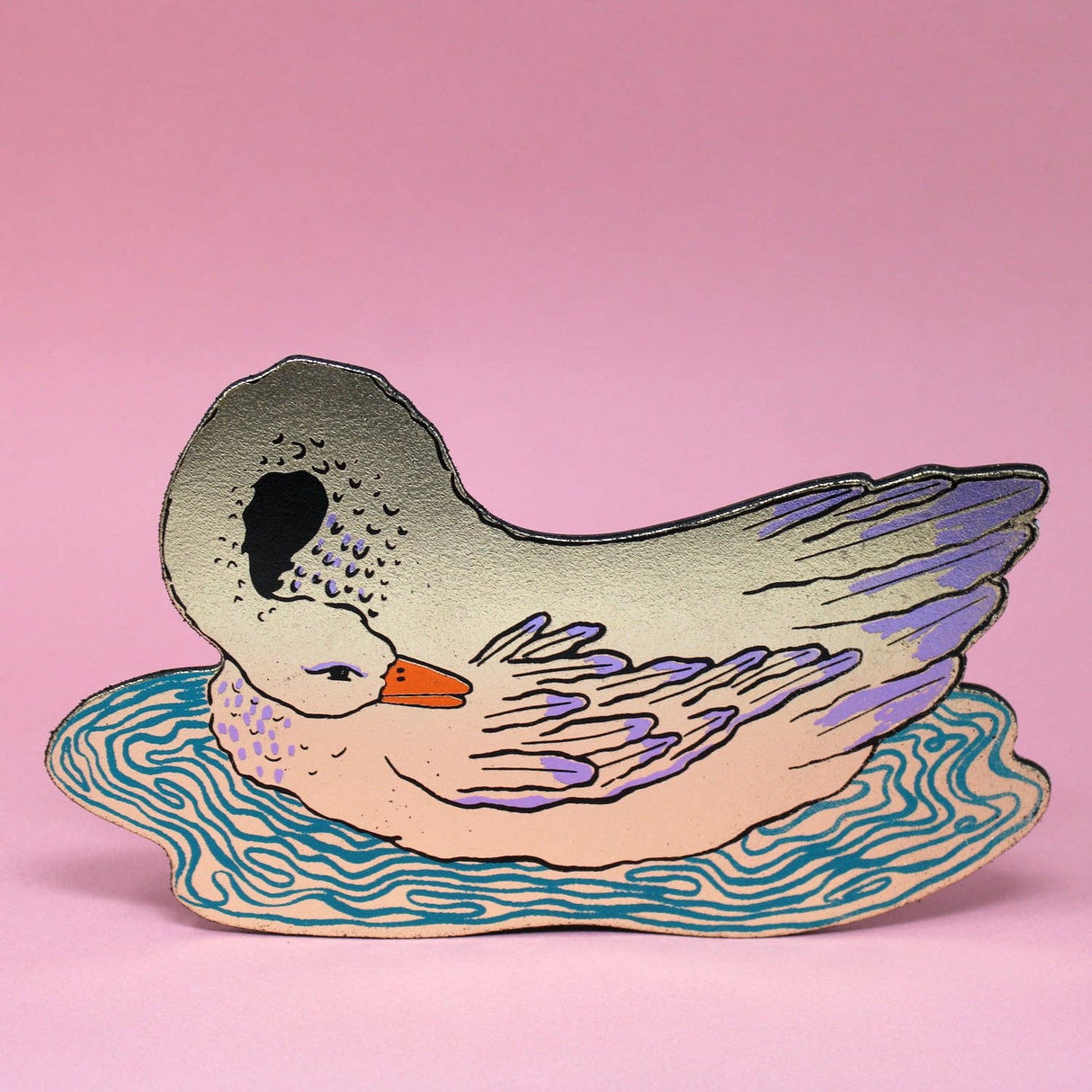 Leather Giant Swan Magnet