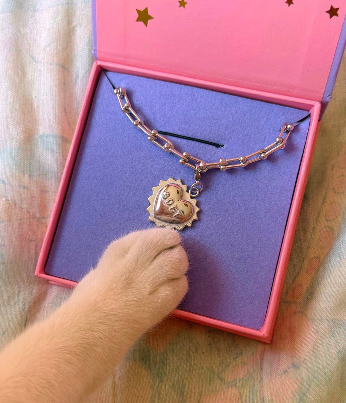 Soft Heart Chain Necklace: Silver / Large