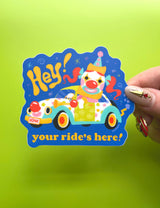 Your Ride's Here Clown Car Vinyl Sticker