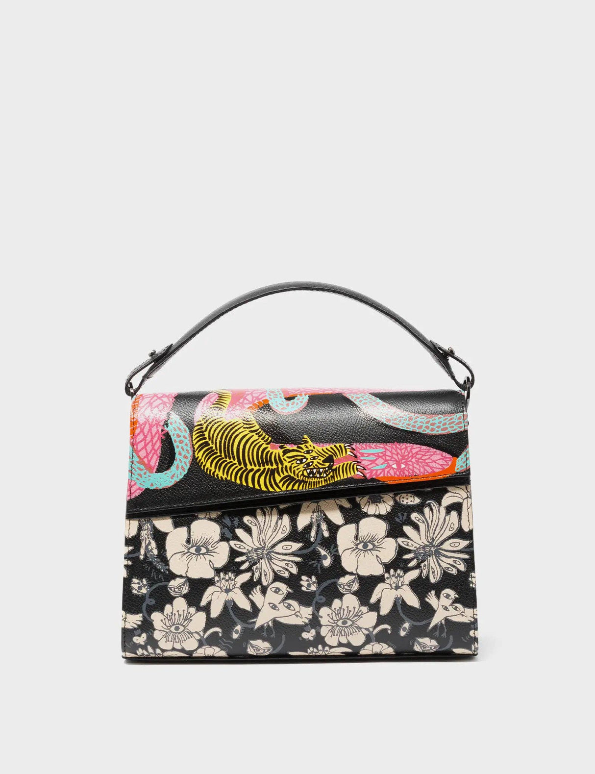Anastasio Medium Crossbody Handbag Black Leather - Tangle Tales Black Design