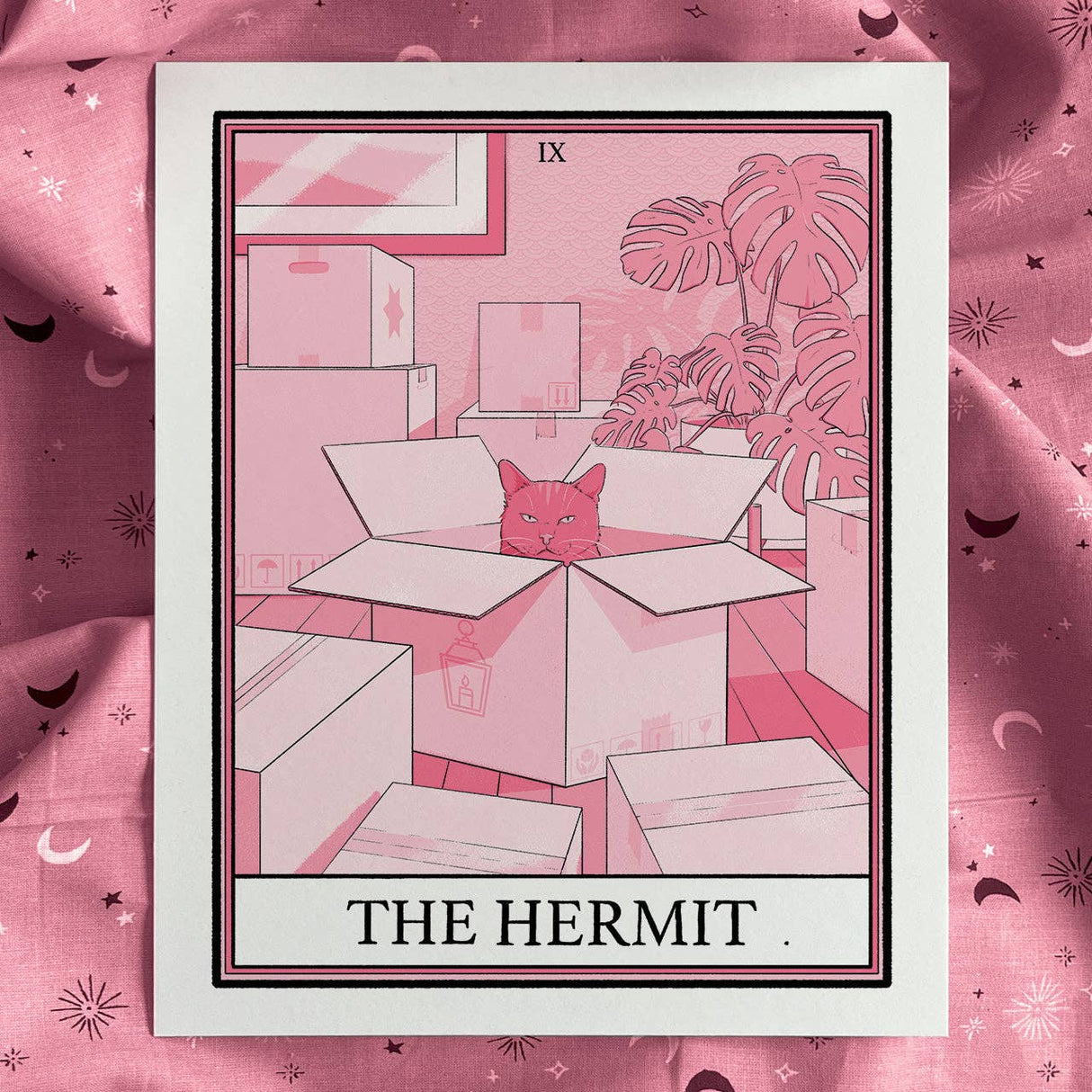 Cat Tarot The Hermit Art Print