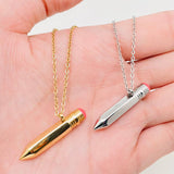 Openable Pencil Stainless Steel Pendant Necklace