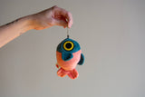 Mochi Fish Fry Plush Keychain - Coral and Dark Green