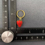 Strawberry Charm 18K Gold Plated SS Huggie Earrings - FGS