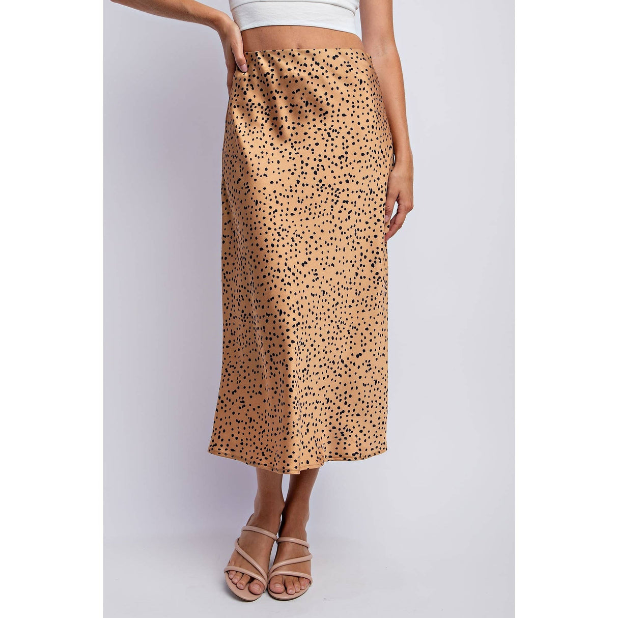 Satin Midi Dot Skirt