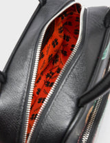 Marino Medium Crossbody Black Leather Bag - Tiger And Snake Print