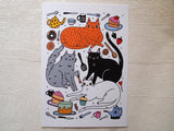 Kitchen Cats A4 Art Print