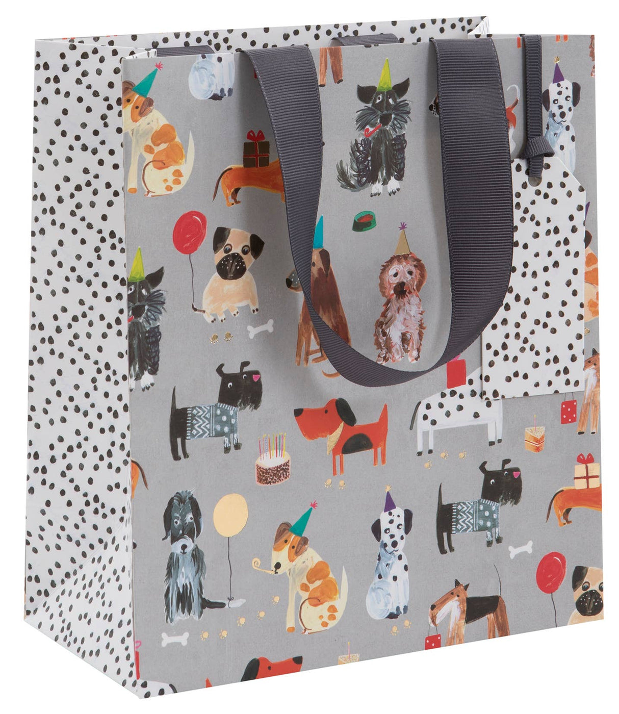 Medium Gray Party Puppies Gift Bag