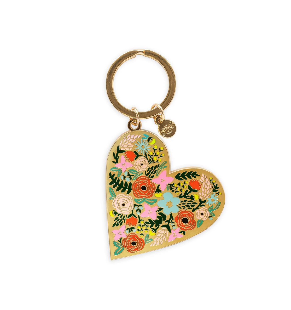 Floral Heart Valentine's Day Enamel Keychain