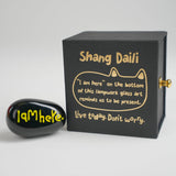 'I am here' handmade Lamp work glass black cat figurine