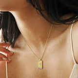 Enamel Sun Tarot Card Necklace 14KGP