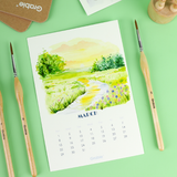 12-Month Watercolor Calendar Set For 2026