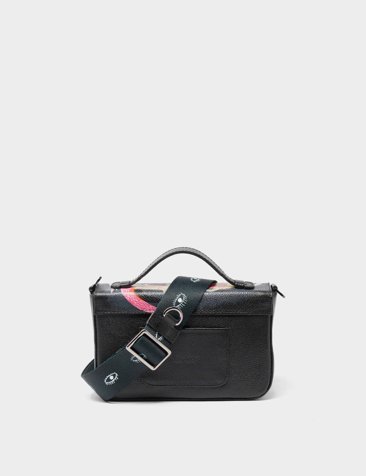 Amantis Black Leather Crossbody Mini Handbag - Tiger and Snake Design