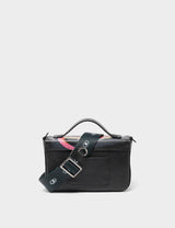 Amantis Black Leather Crossbody Mini Handbag - Tiger and Snake Design
