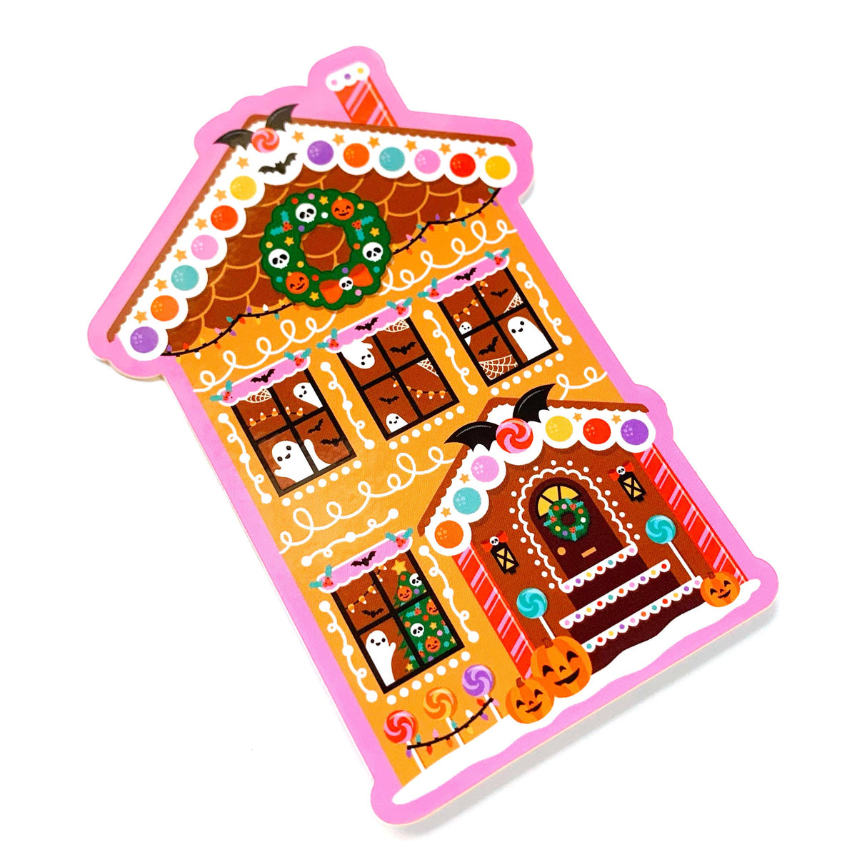 Gingerbread Haunted House Cute Christmas Vinyl Sticker