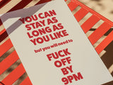 Fuck Off By 9Pm Wall Art Print