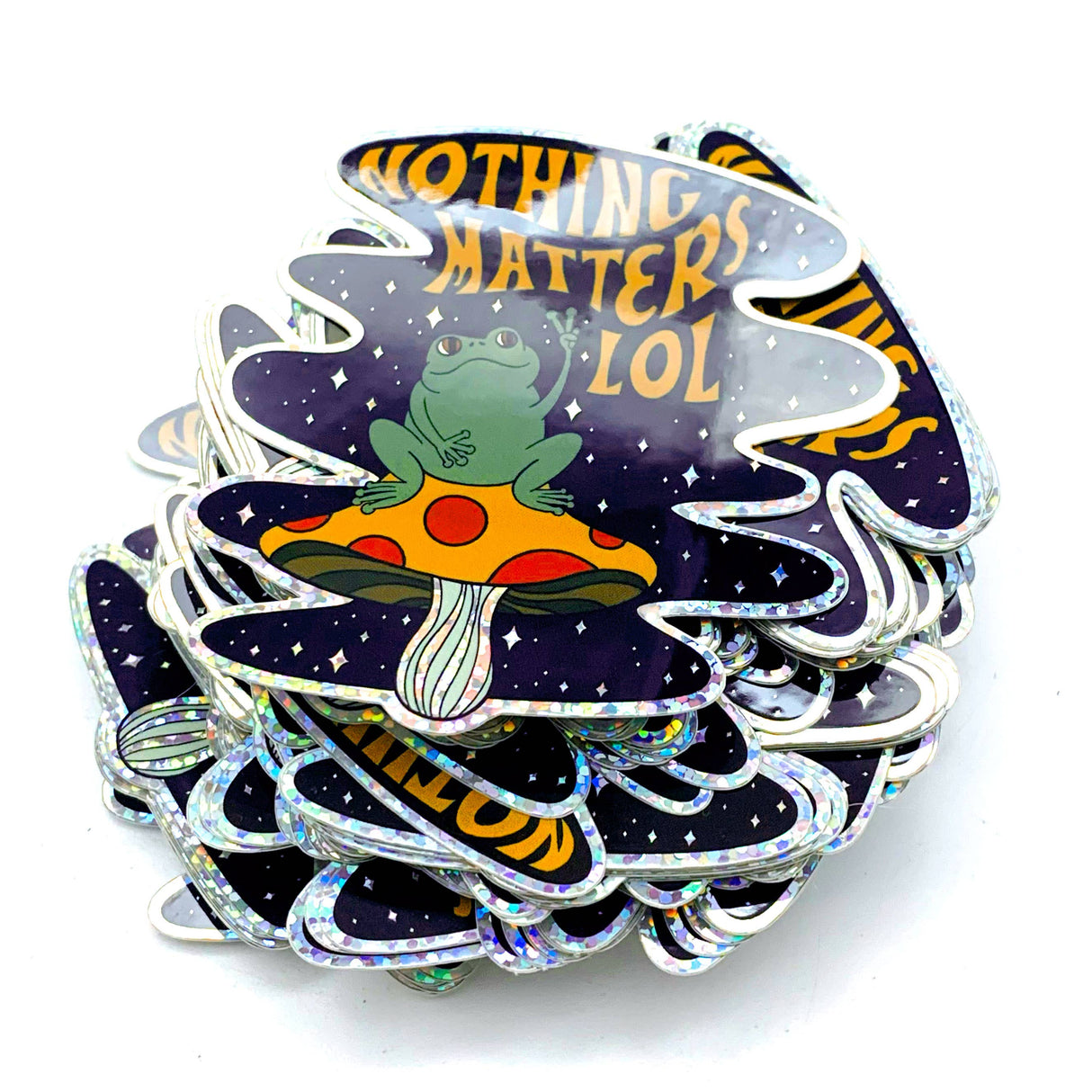 Nothing Matters Frog Glitter Vinyl Sticker