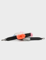 Detachable Black Leather Shoulder Strap - Fuzzy Monsters Appliques