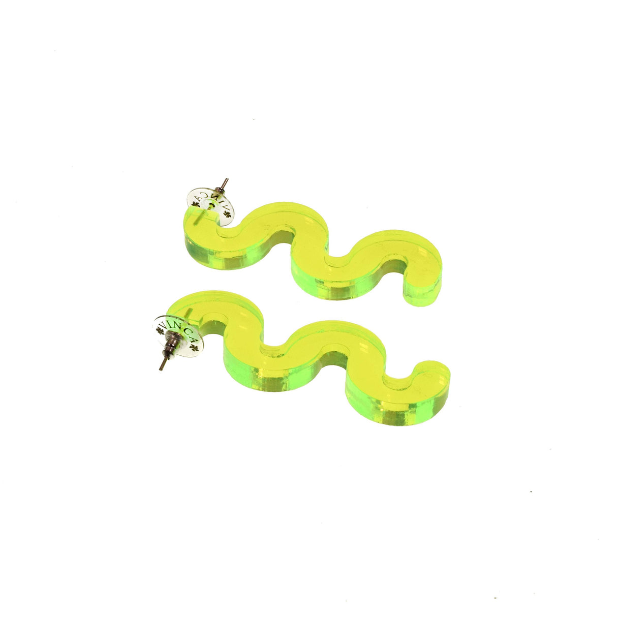 Neon Squiggle Earrings - Green