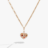 Puffy Heart Gemstone And Pearl Pendant Necklace