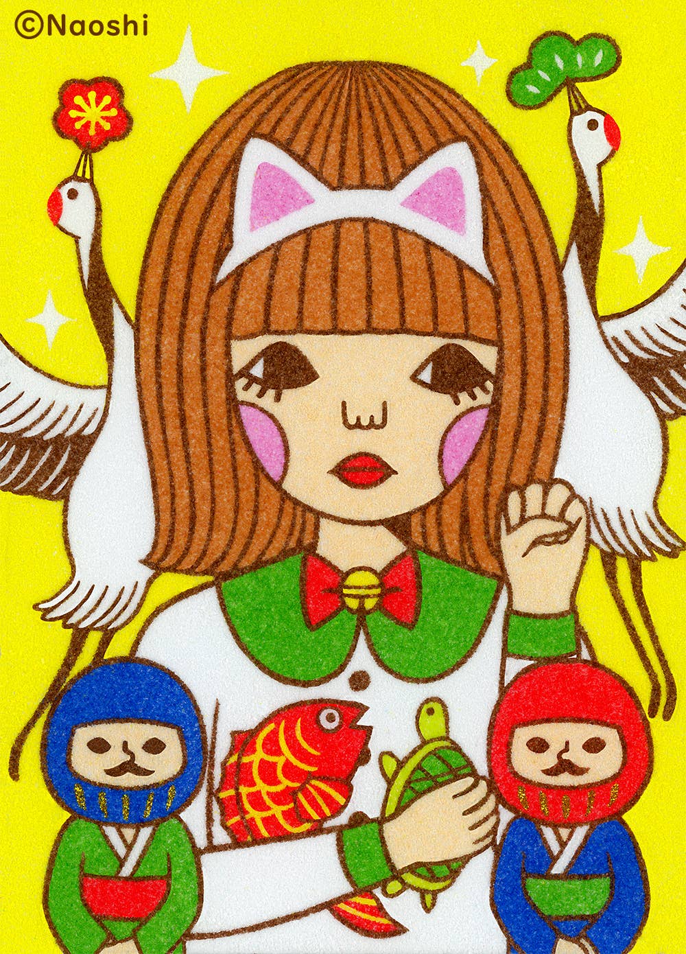 Lucky Cat Girl 5x7 Art Print