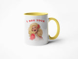 I Beg Your Dolly Parton Yellow Coffee Mug