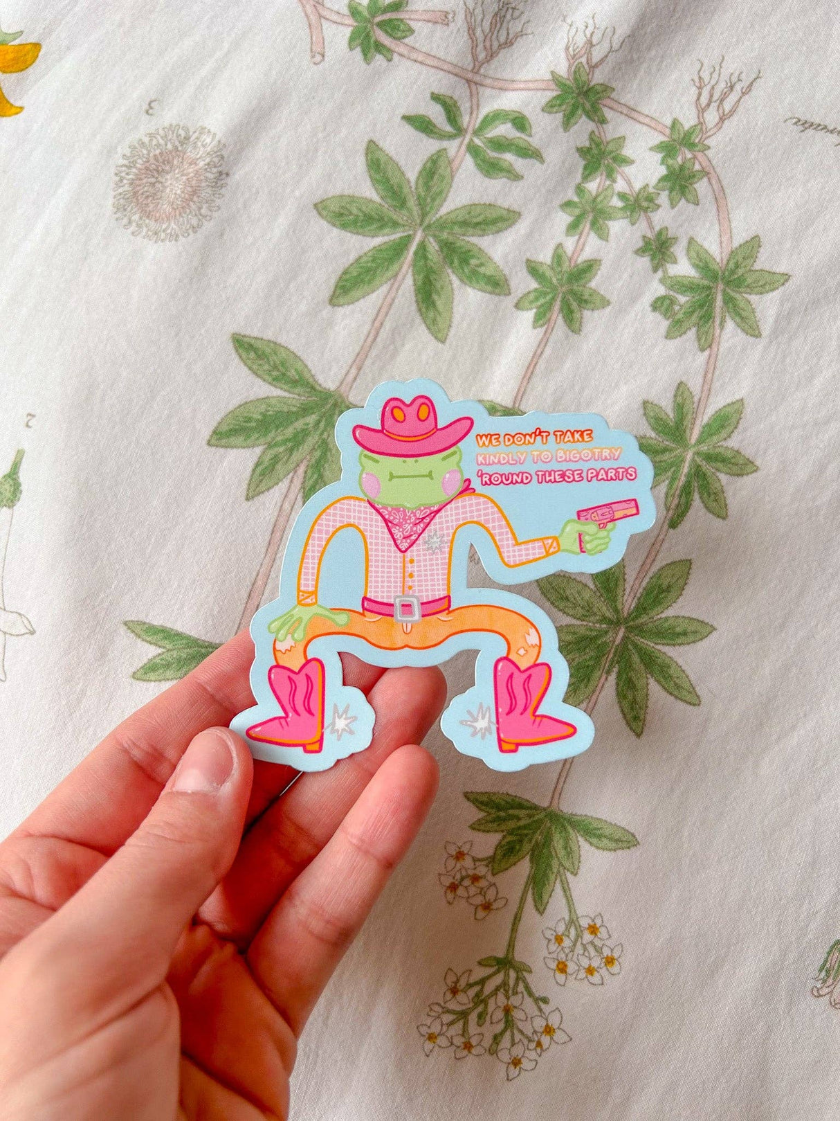 Pride Cowboy Frogs | We Don't Take Kindly to Bigotry Sticker