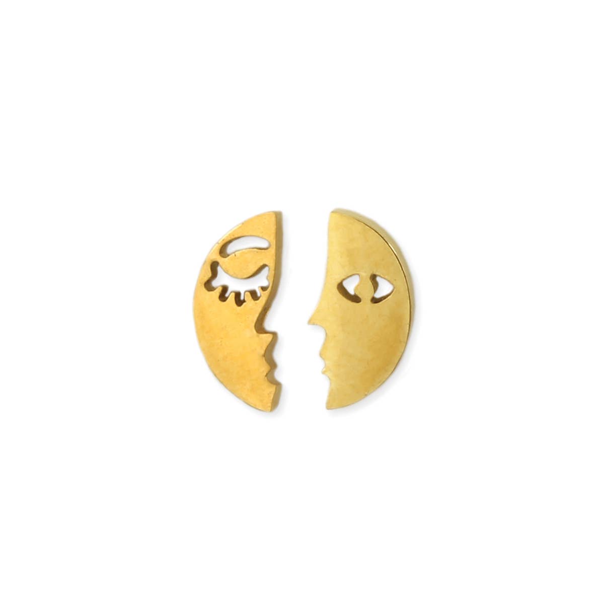 Lunar Reflections Gold Moon Post Earrings