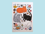 Kitchen Cats A4 Art Print