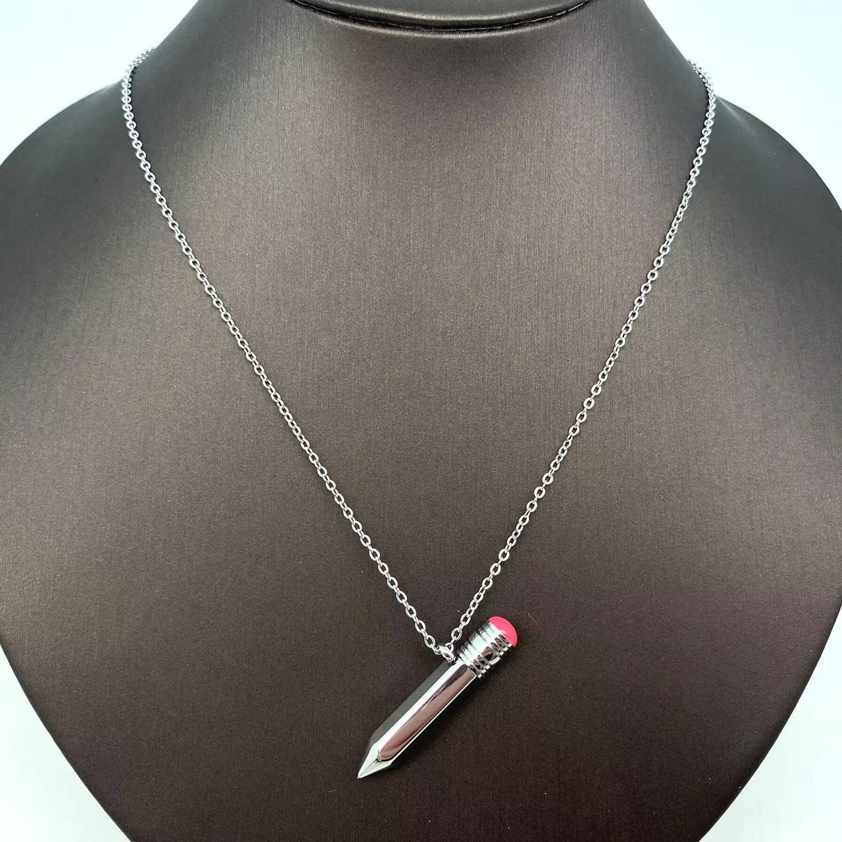 Openable Pencil Stainless Steel Pendant Necklace
