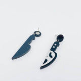 Halloween Acrylic Horror Skull Knife Shape Post Earrings