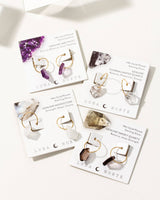 14Kt Sterling Silver Geometry Mini Hoop Earrings- Amethyst