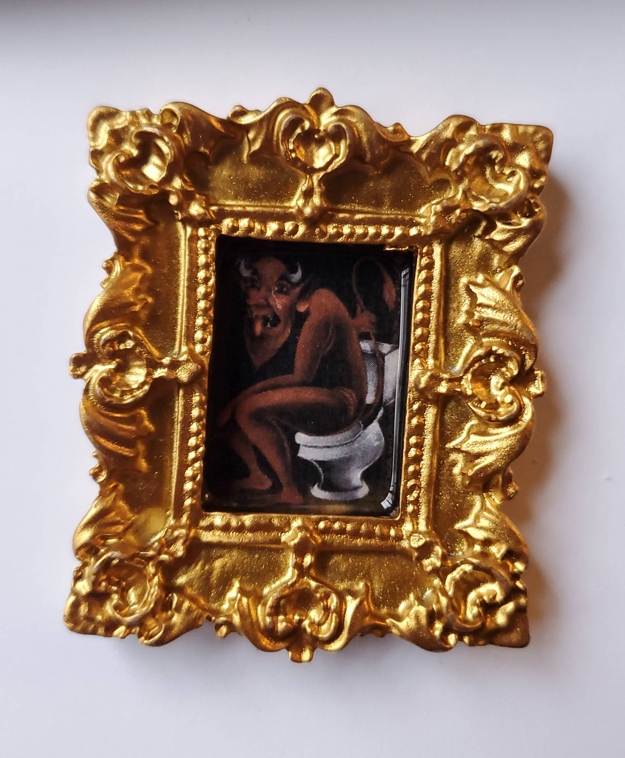 Devil on Toilet Framed Art Magnet