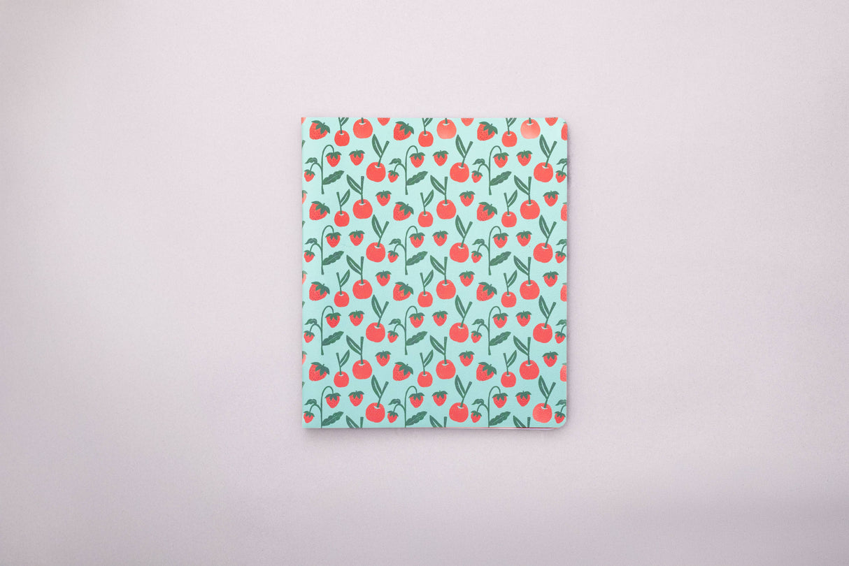 Undated Weekly Planner, Cherries and Strawberries Teal