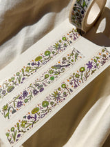Washi Tape - Green and Purple Sleepy Flowers
