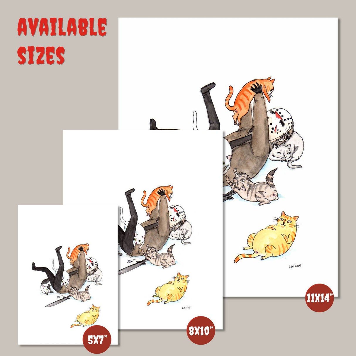Friday the Purrteenth - Jason with Cats Print