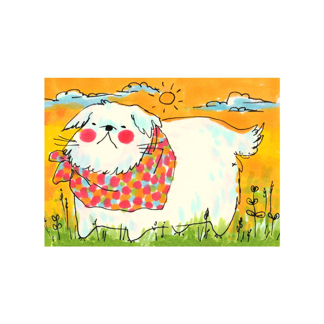 Mini Print - "Pup with Bandana" - 3x4"