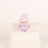 Flocked Mini Labubu Figurines Colorful Gradient Desk Toys