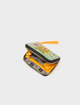 Frodo Basil Green Leather Zip Around Wallet - Happy Tiger Embroidery