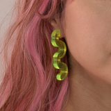 Neon Squiggle Earrings - Green