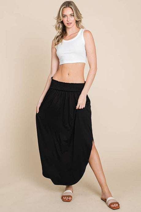 Comfy Side Slit Maxi Skirt