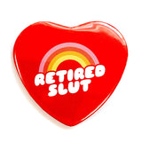 Retired Slut Heart-Shaped Pinback Button