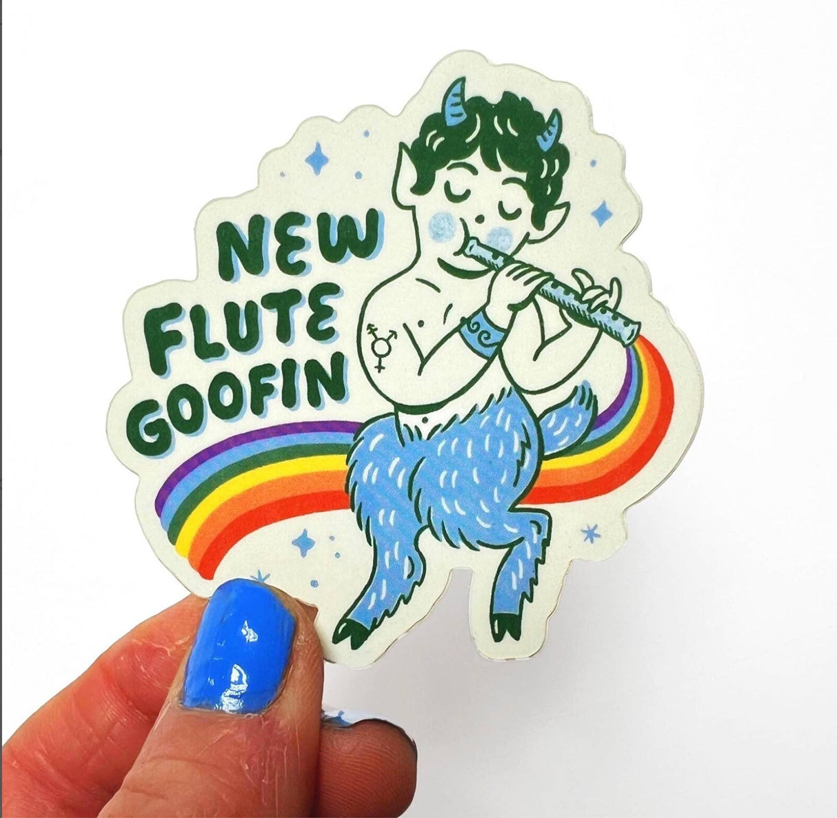 New Flute Goofin' Satyr with Rainbow Sticker