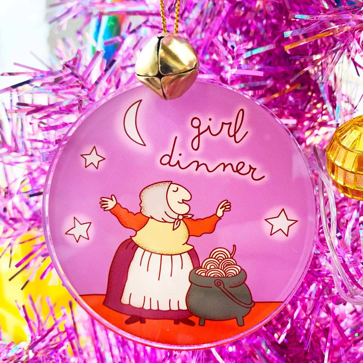 Girl Dinner Grandma Witch Acrylic Christmas Tree Ornament